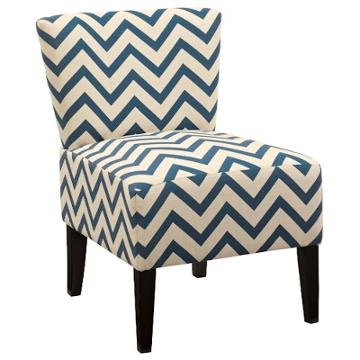 Ravity Blue Accent Chair in Blue and White Chevron