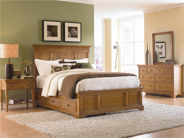 American Drew Furniture - King Panel Storage Bed - nutmeg