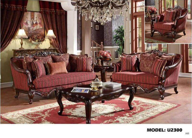 Fabric Red Living Room Set by Global