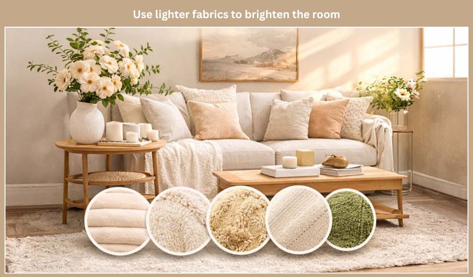 Use lighter fabrics to brighten the room