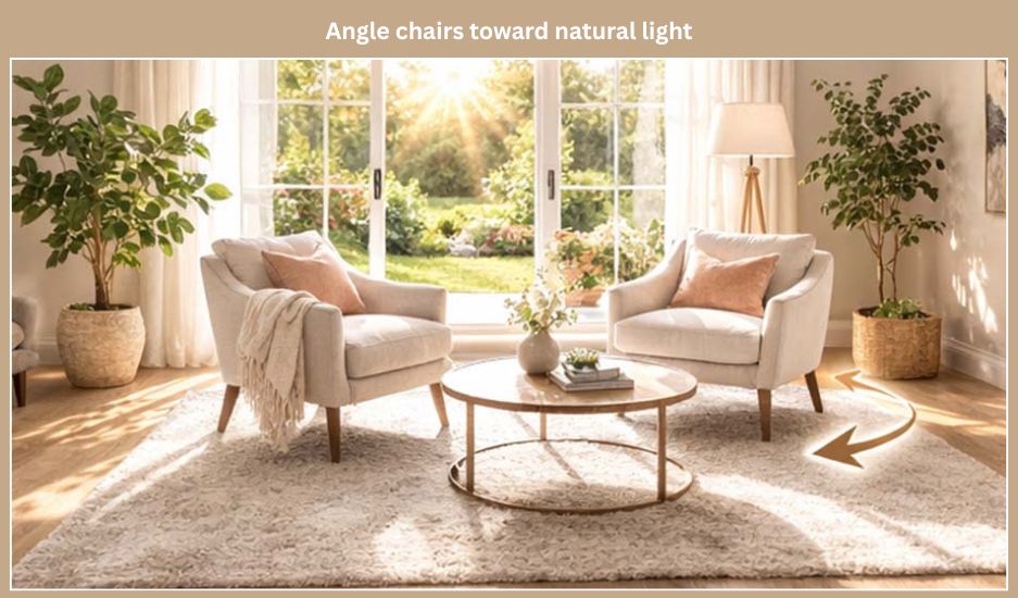Angle chairs toward natural light
