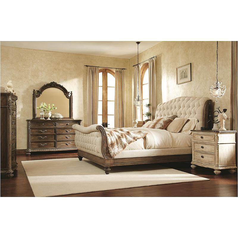 217 306b American Drew Furniture Jessica Mcclintock The Boutique Baroque Eastern King Upholstered Sleigh Bed Baroque