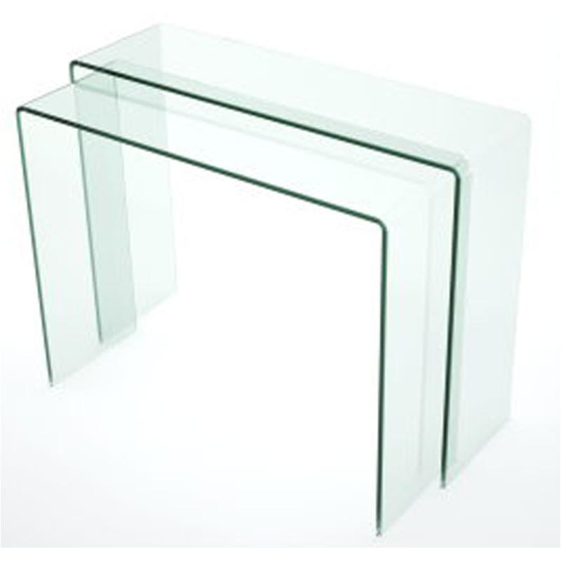 6006 St Chintaly Imports Furniture Nested Bent Glass Sofa Table