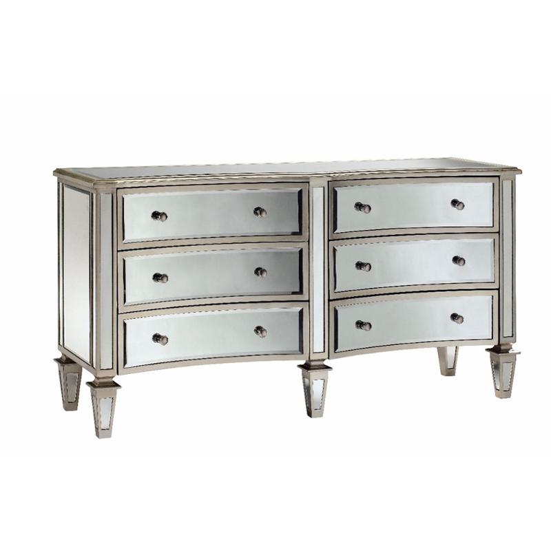 12885 Stein World Accent Bow Front 6 Drawer Mirrored Chest