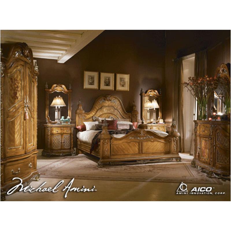 68015 28 Aico Furniture Venetian King Poster Bed Honey Walnut