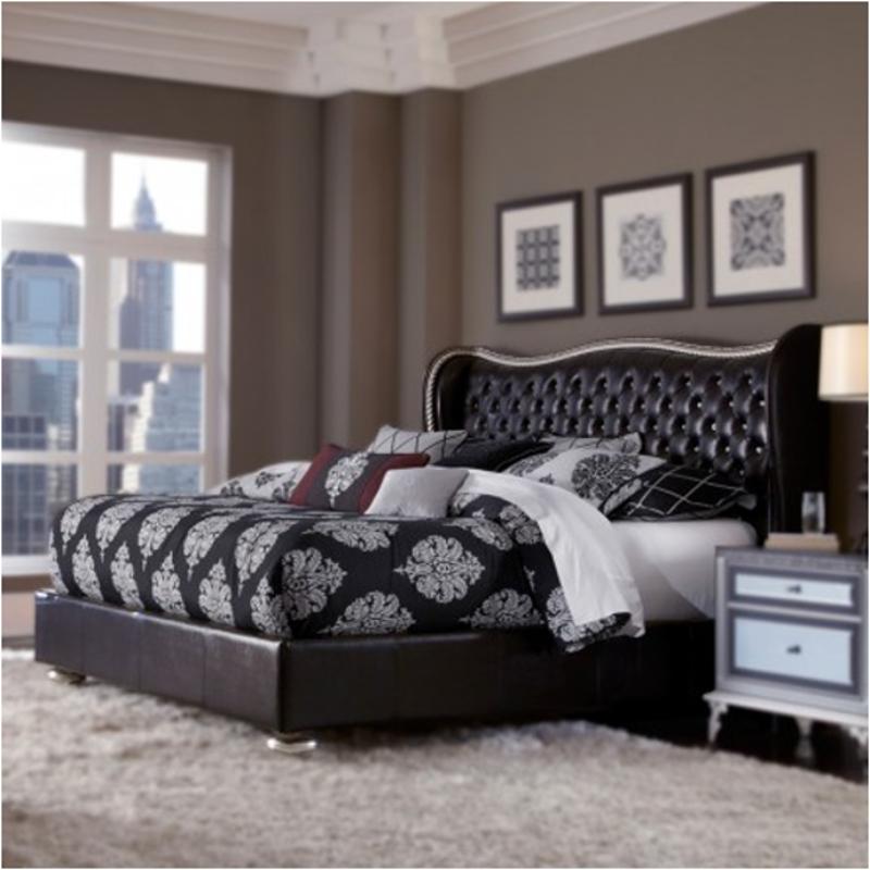 03014 87 Aico Furniture Hollywood Swank Starry Night Eastern King Upholstered Bed Starry Night