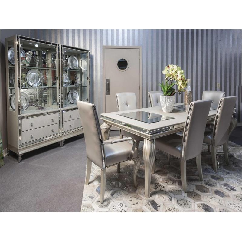 9001600t 104 Aico Furniture Hollywood Loft Frost 4 Leg Dining Table With Gl Insert