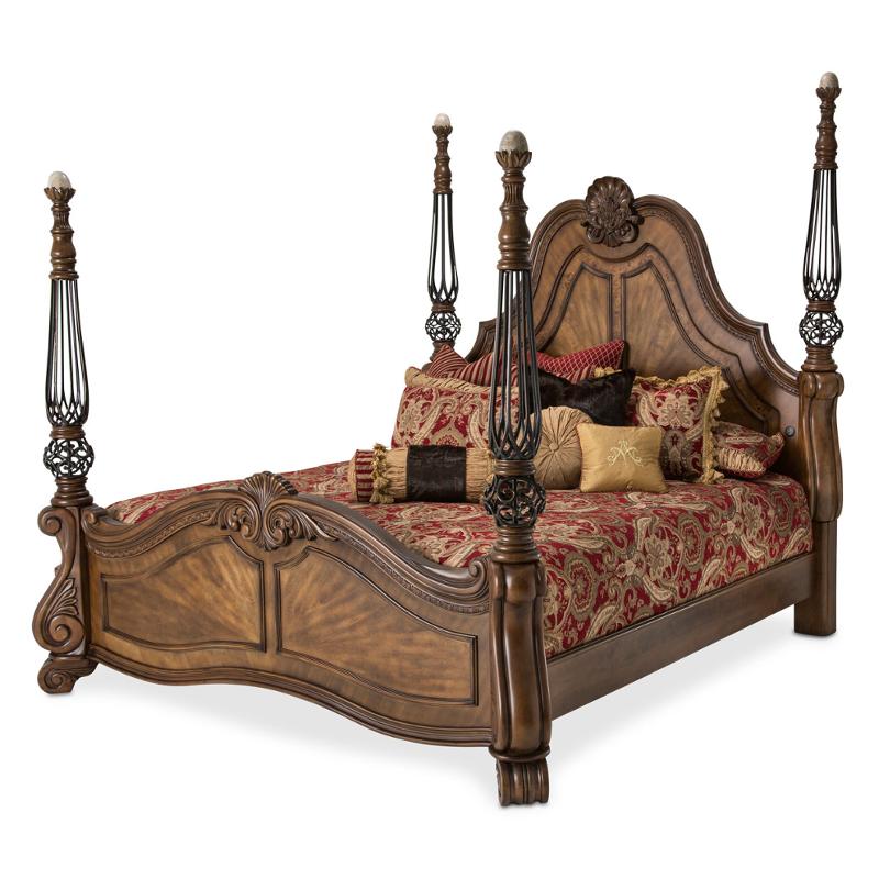 9055015 211 Aico Furniture Edens Paradise Bedroom King Poster Bed