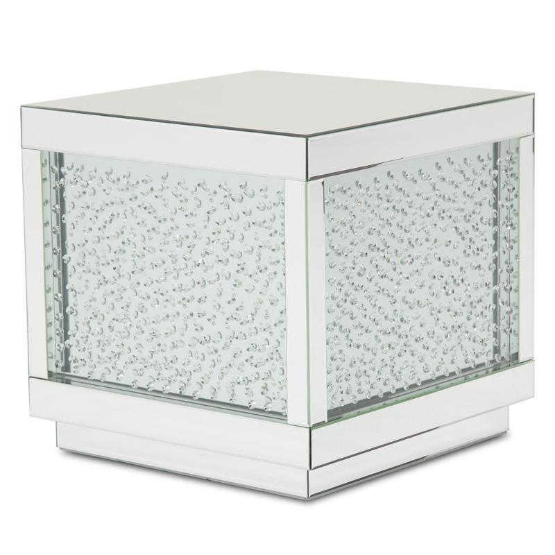 Fs Mntrl202h Aico Furniture Silver Mirrored End Table W Crystals Fs Mntrl202h Aico Furniture Montreal Living Room End Table