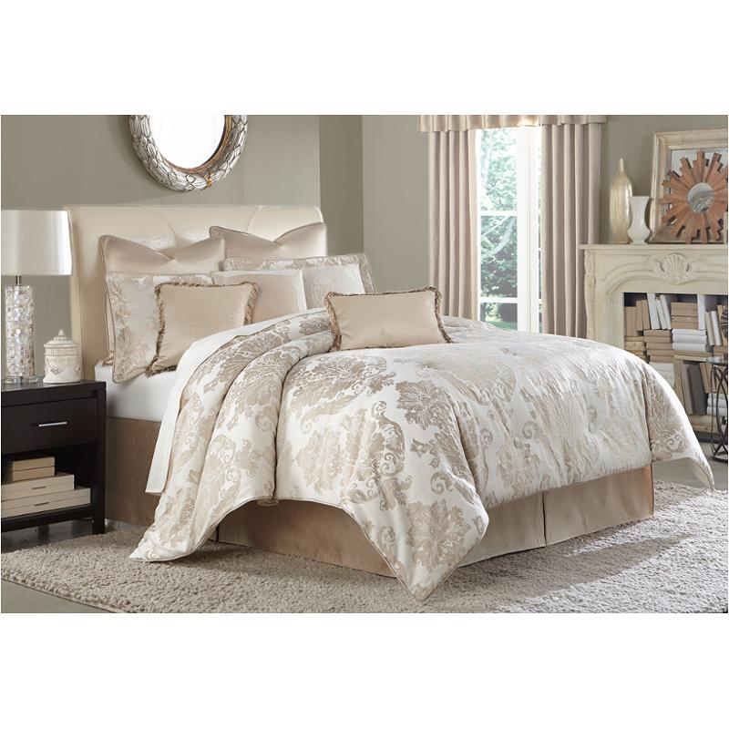 Bcs Ks10 Mrbea Crm Aico Furniture Marbella 10pc King Comforter Set Creme