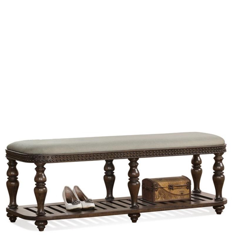 15867 Riverside Furniture Belmeade Bed Bench Upholstered Oak