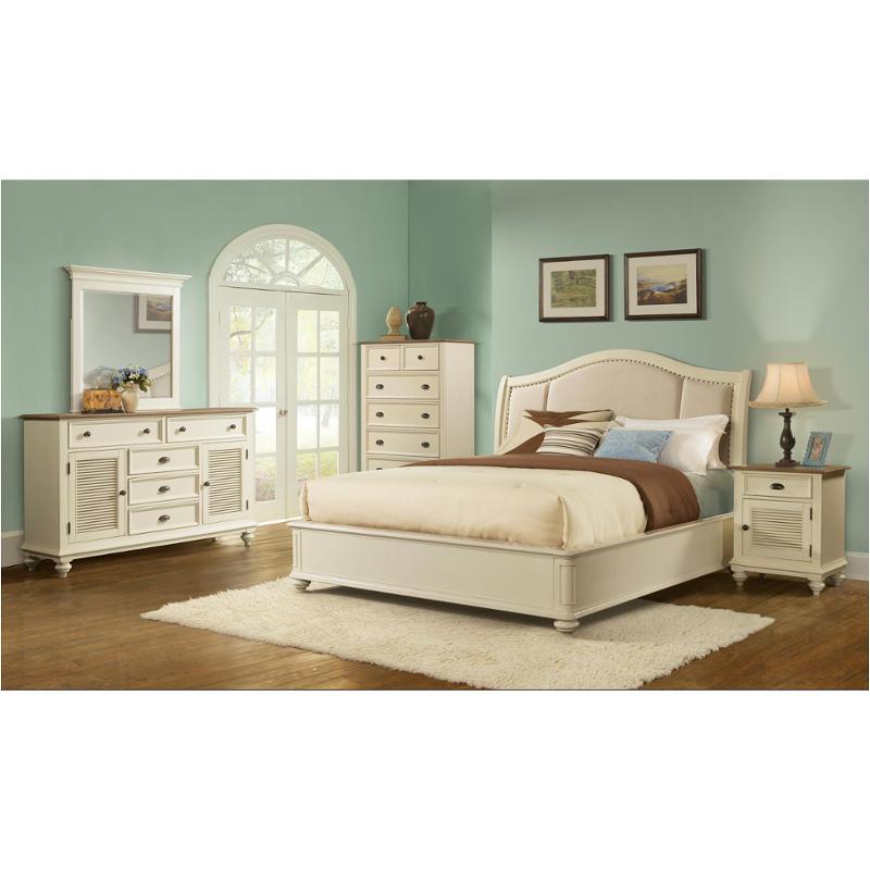 32588 Riverside Furniture Coventry Two Tone King California Upholstered Sleigh Bed