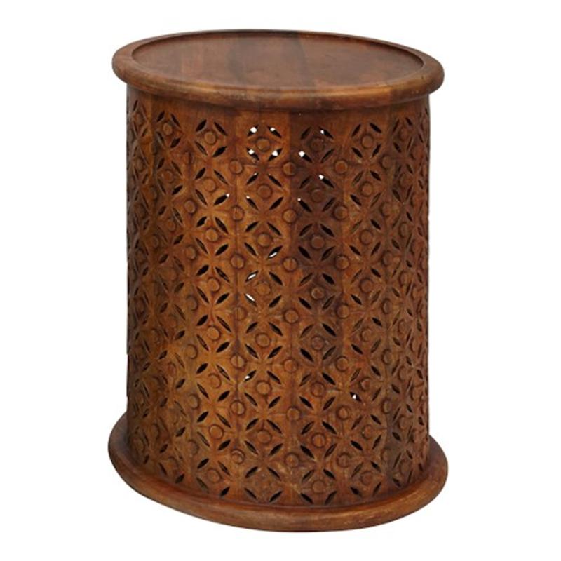 1730 17mgo Jofran Furniture Global Archive Carved Drum Accent Table Mango