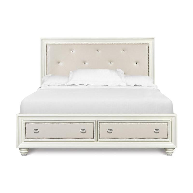 b2344-50h-st magnussen home furniture diamond queen island bed with storage  fb