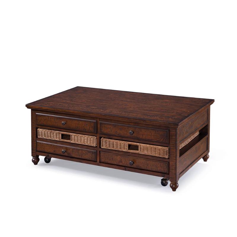 T3521 50 Magnussen Home Furniture Cottage Lane Wood Rectangular Lift Top Tail Table