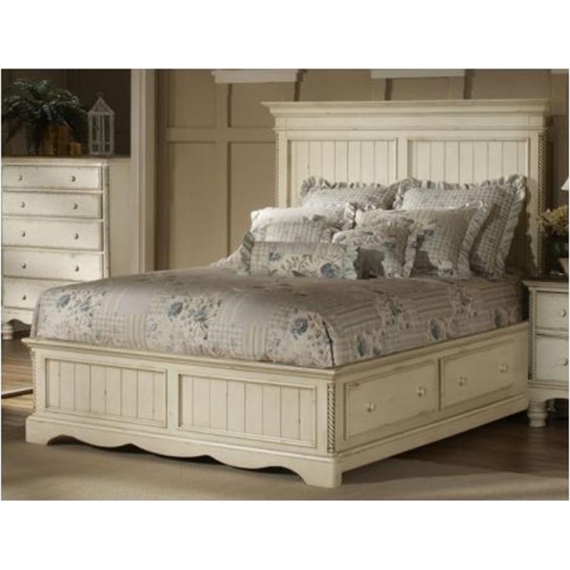 1172 673 St Hillsdale Furniture Wilshire Antique White King Panel Bed With Storage Antique White