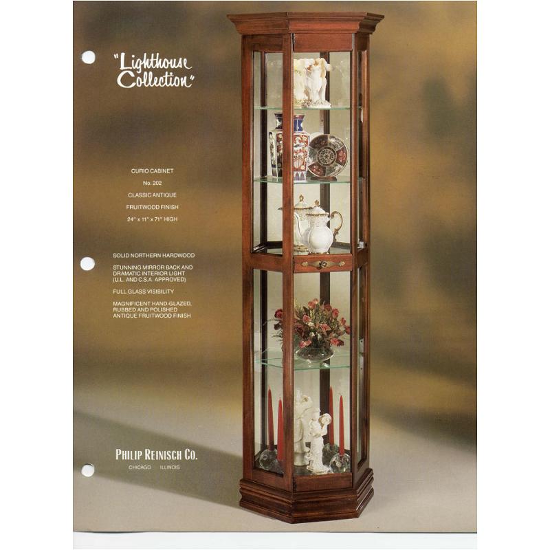 202 philip reinisch company lighthouse fruitwood classic curio cabinet