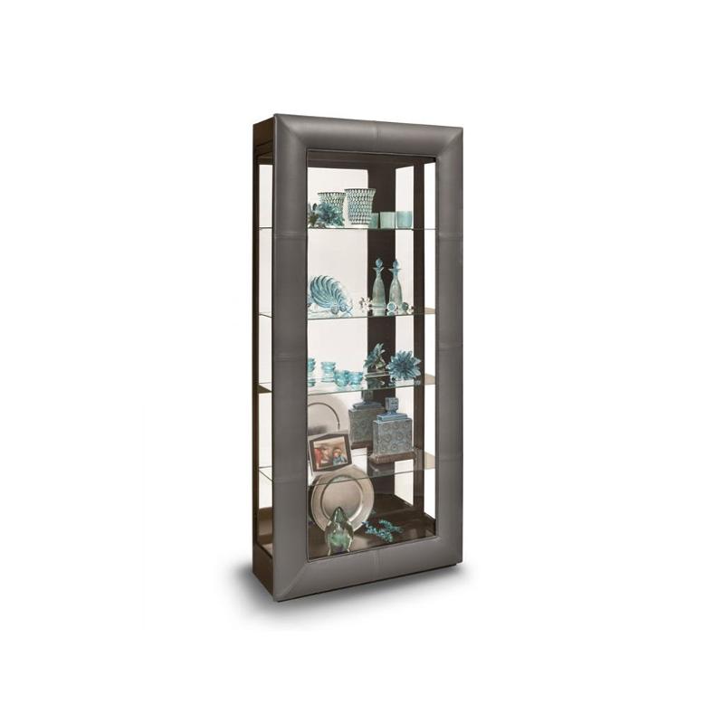 45093 Philip Reinisch Company Accent Grey Leather Curio Cabinet 45093 Philip Reinisch Company Accent Curio
