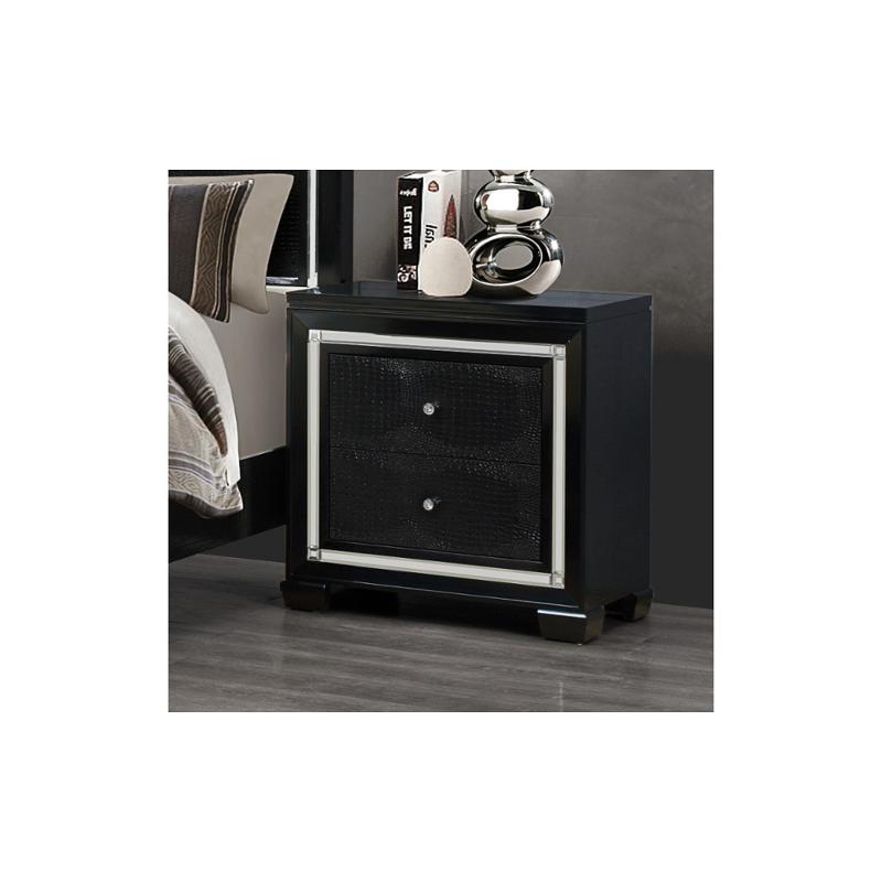 Galaxy Mb Ns Global Furniture Galaxy Metallic Black Night Stand Metallic Black