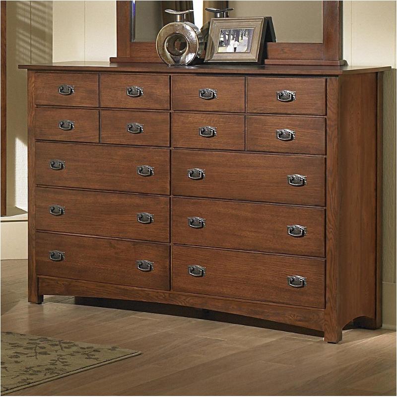 320 002 Vaughan Bassett Furniture Simply Arts And Crafts Dark Oak His And Hers Dresser 10 Drawers Dark Oak