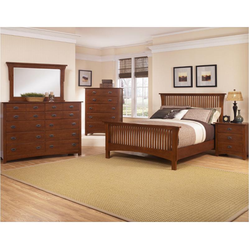 330 557 Vaughan Bassett Furniture Simply Arts And Crafts Dark Cherry Queen Mission Slat Bed Dark Cherry