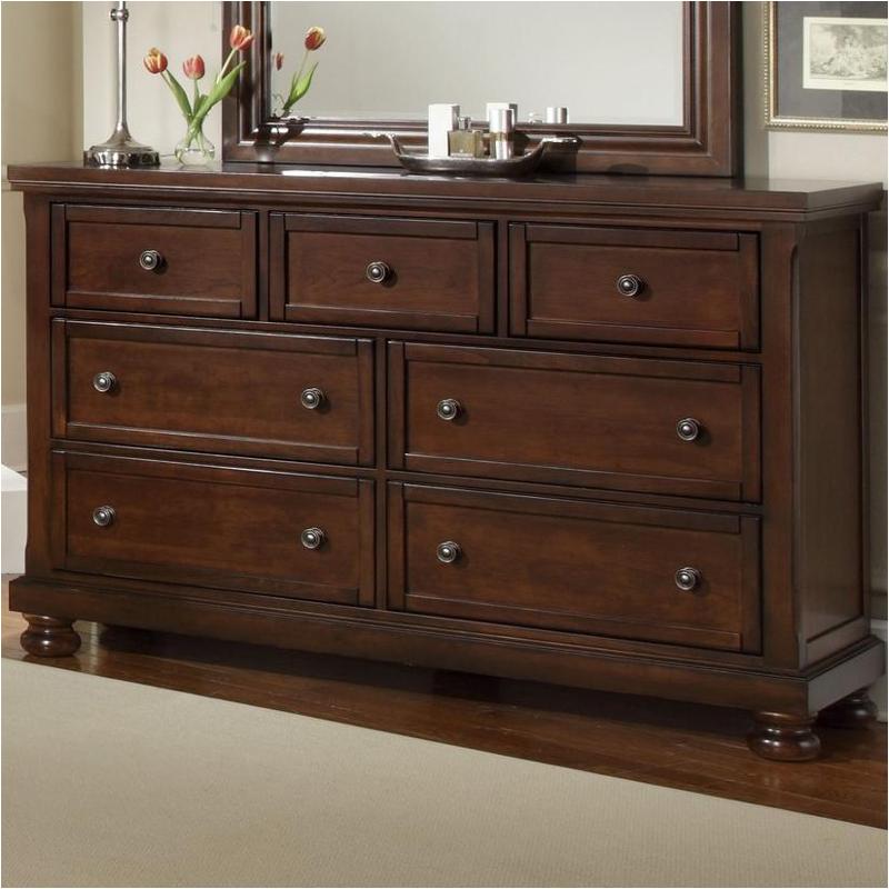 530 002 Vaughan Bassett Furniture Triple Dresser Dark Cherry