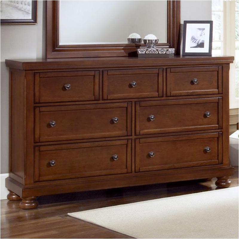 532 002 Vaughan Bassett Furniture Triple Dresser Medium Cherry