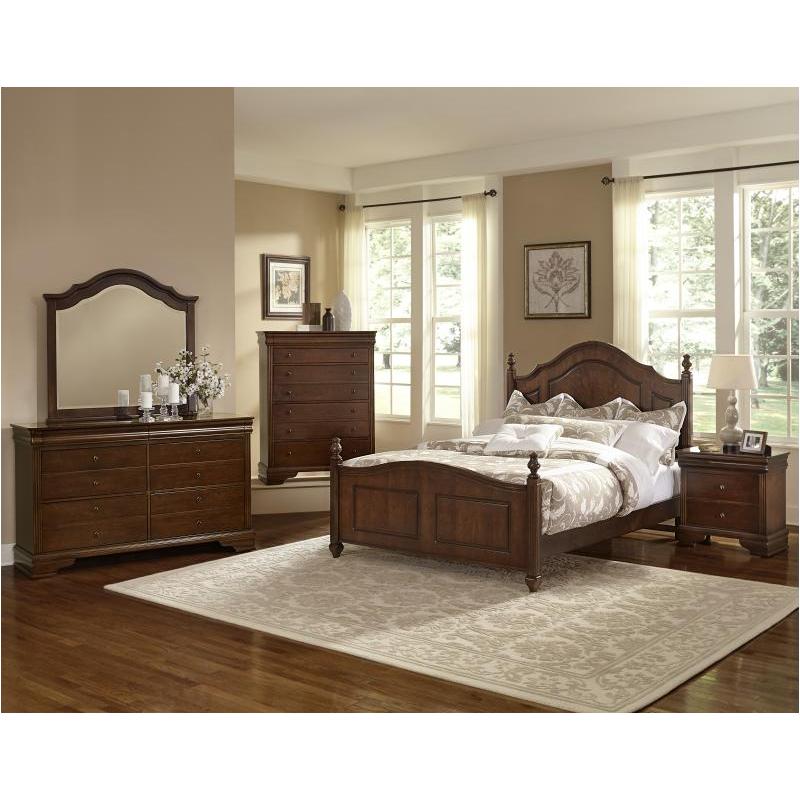 382-558 vaughan bassett furniture french market - french cherry queen  poster bed - french cherry