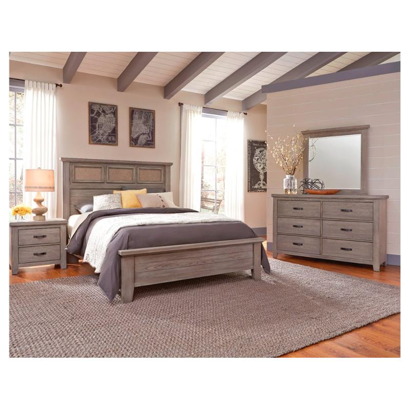 516 669 Vaughan Bassett Furniture Cassell Park Weathered Grey Eastern King Tile Bed With Low Profile Fb Weathered Gray