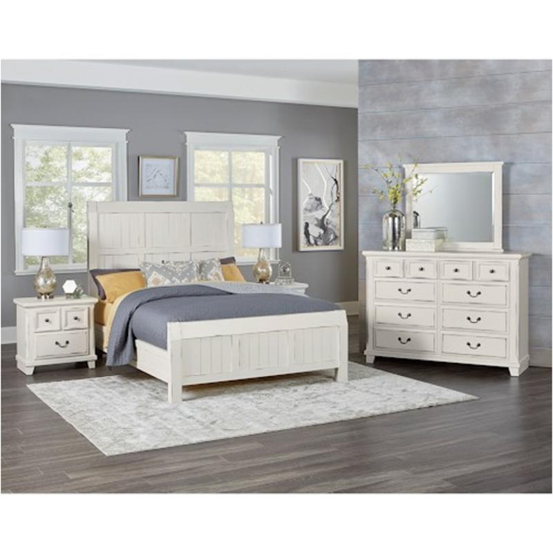 674 669 Vaughan Bassett Furniture Timber Creek Distressed White King Or Eastern King Timber Bed