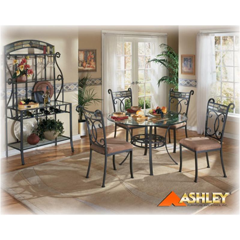 D253 15 Ashley Furniture Danbury Round Table Slate Metal Glass