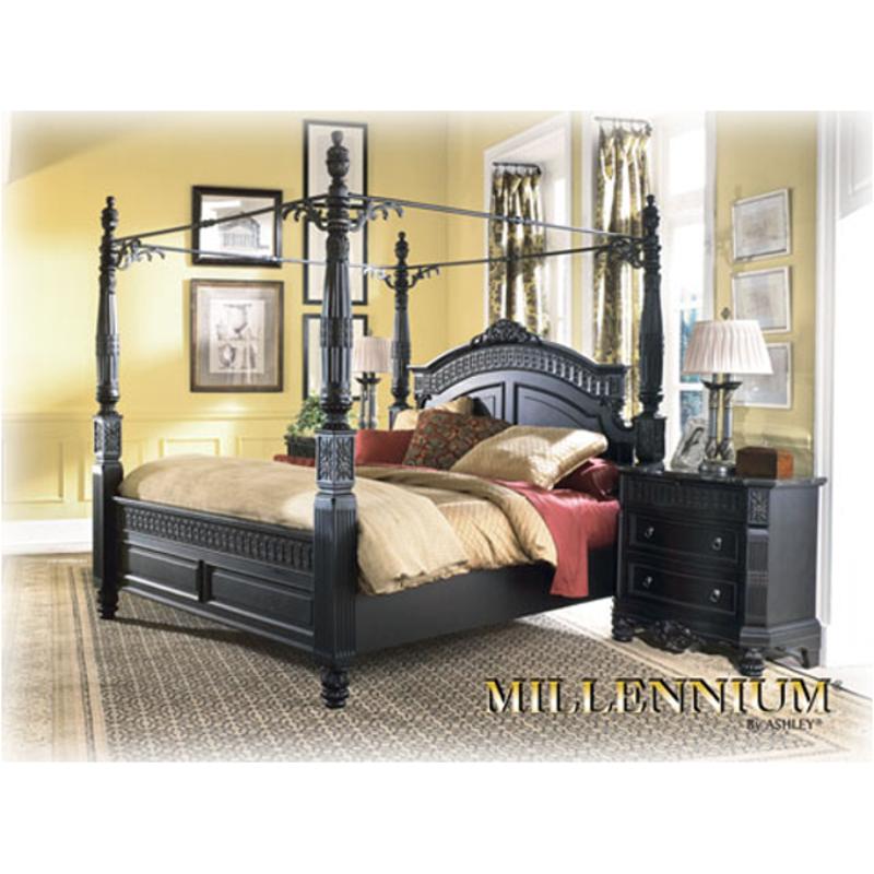 B651 98 Ashley Furniture Britannia Rose Queen Poster Rails Black Finish