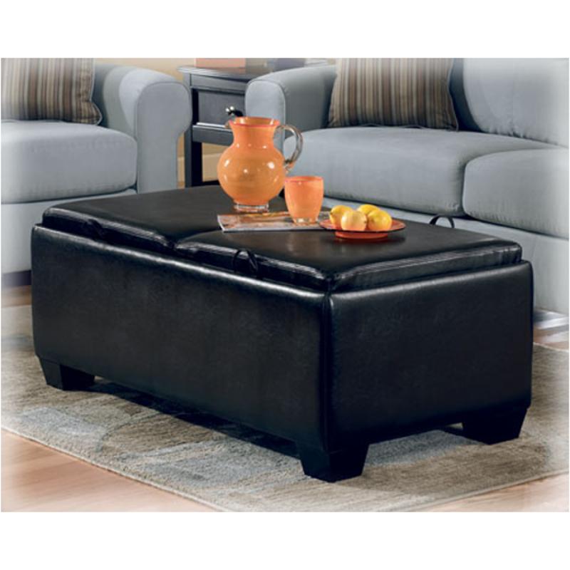 7180011 Ashley Furniture Durahide Bicast Black Storage Ottoman