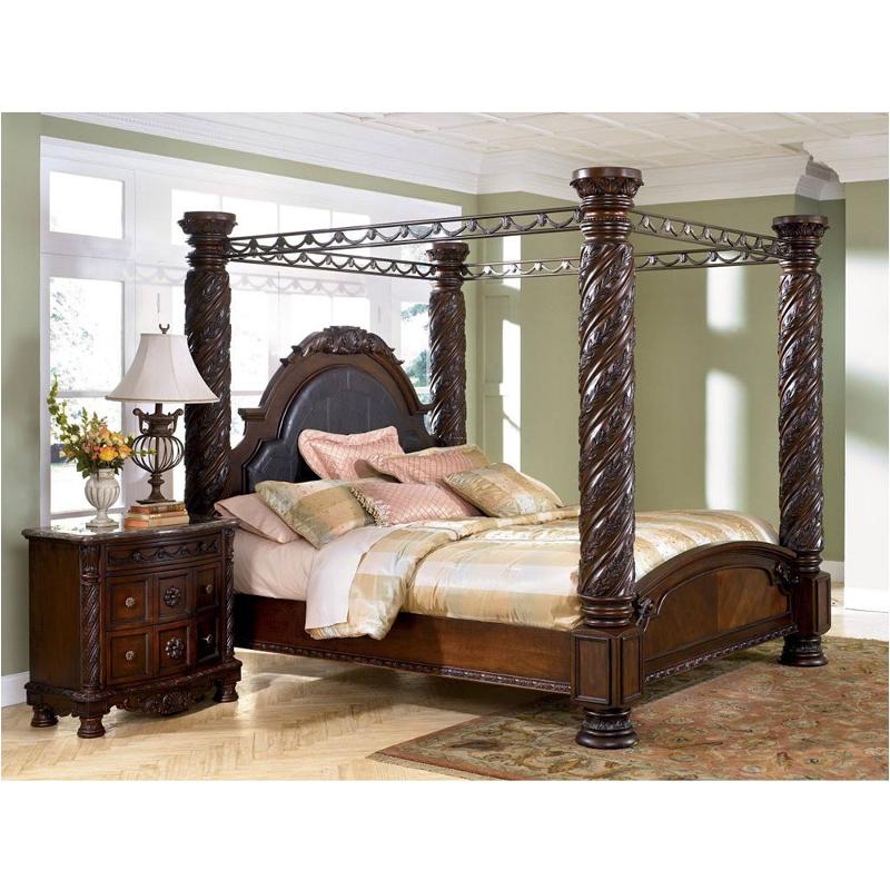 B553 151 Ashley Furniture North Shore Dark Brown King Cal King Footboard Posts