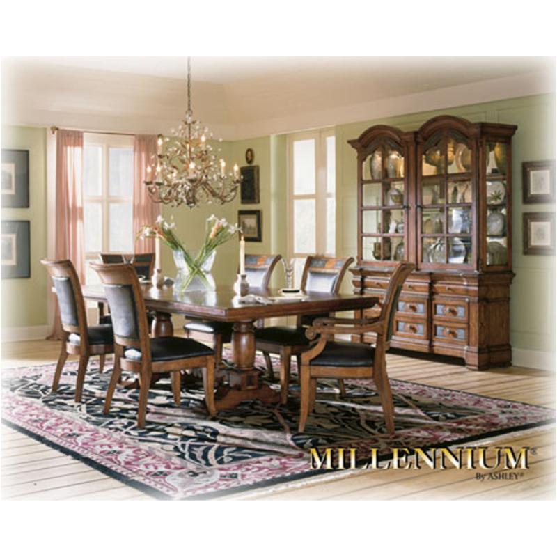 D493 55t Ashley Furniture Rect Ext Ped Tbl Antq Brn Fnsh D493 55t Ashley Furniture Monarch Valley Dining Room