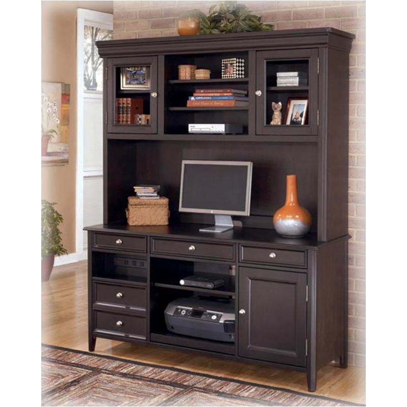 h371-49 ashley furniture carlyle - black home office tall desk hutch