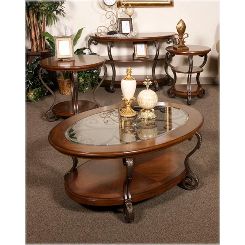 t517-0 ashley furniture nestor - medium brown oval cocktail table