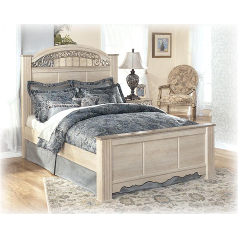 B196 67 Ashley Furniture Catalina Antique White Queen Poster Bed