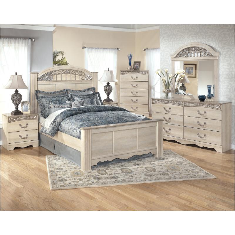 b196-68 ashley furniture catalina - antique white king poster bed