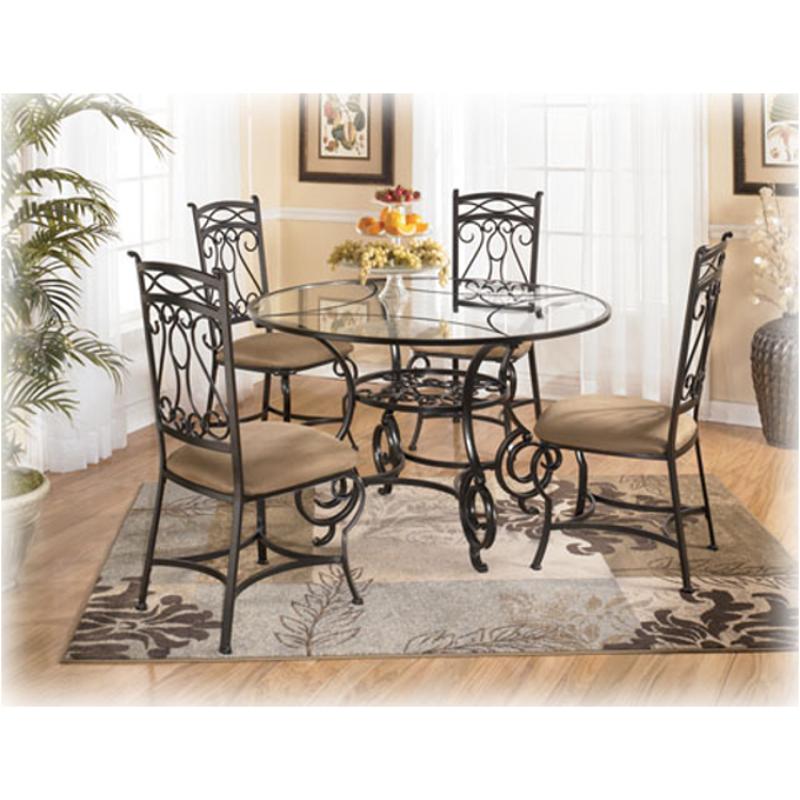 d312-225 ashley furniture bianca round glass dining table