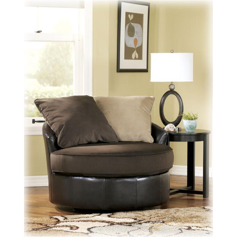 1120044 ashley furniture gemini chocolate round swivel chair