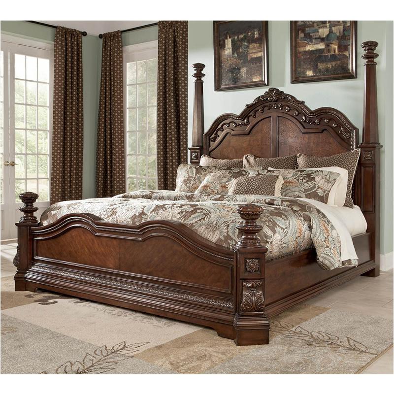 b705-72 ashley furniture ledelle - brown bedroom king poster bed