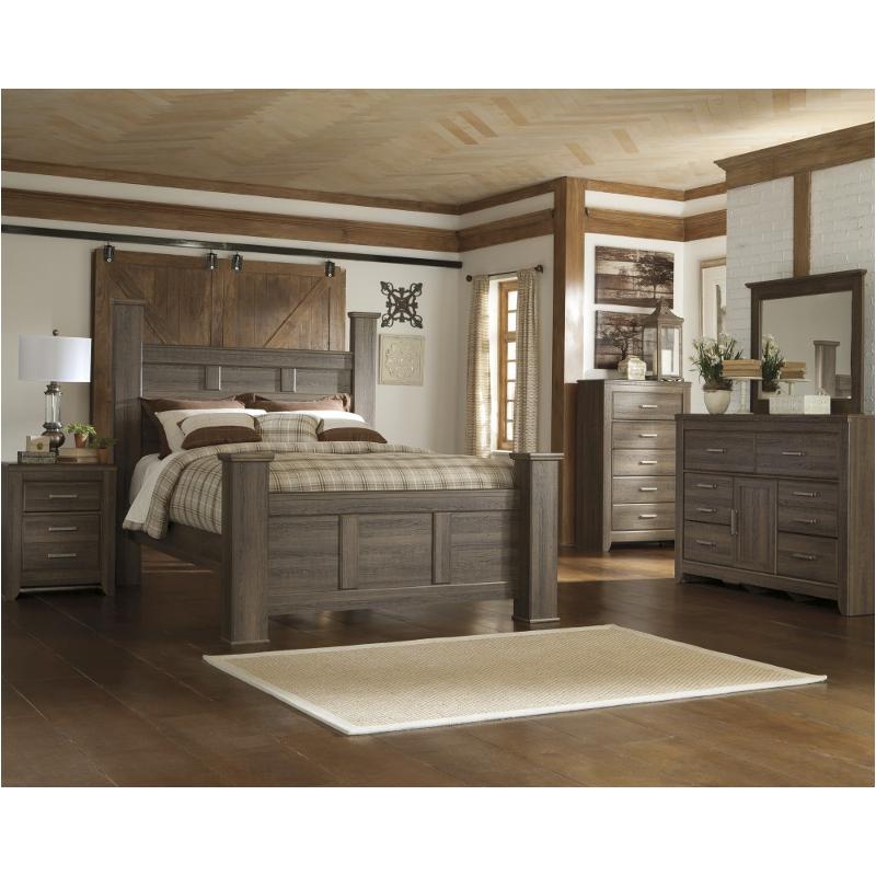 B251 68 Ashley Furniture Juararo Dark Brown King Poster Bed