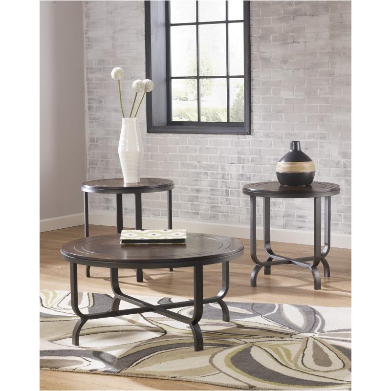 T23813 Ashley Furniture Ferlin Dark Brown Occasional Table Set