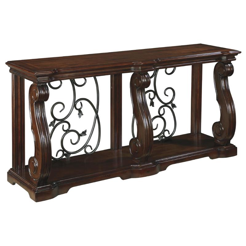 T869 4 Ashley Furniture Alymere Rustic Brown Sofa Table