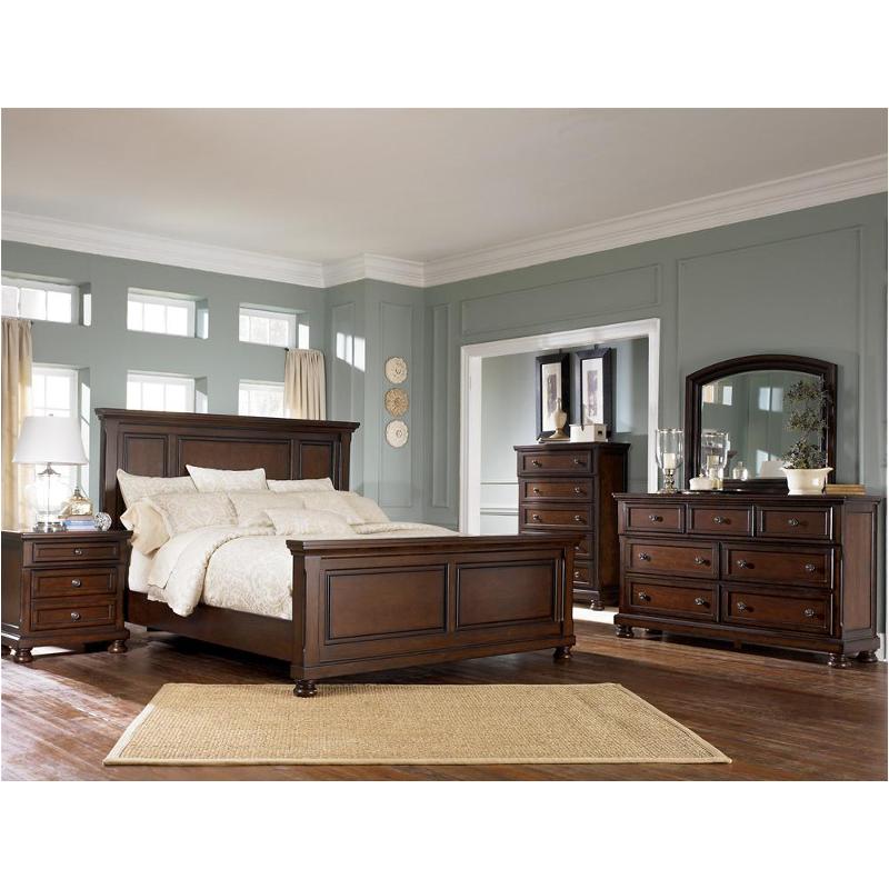 b697-57 ashley furniture porter - rustic brown queen panel bed