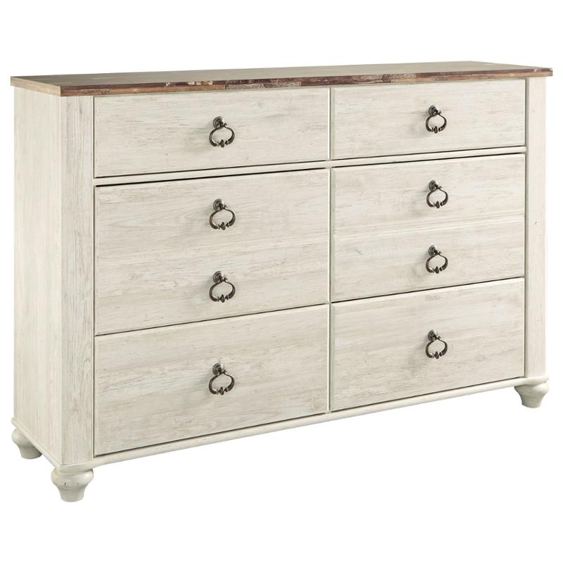 B267 31 Ashley Furniture Willowton Whitewash Bedroom Dresser