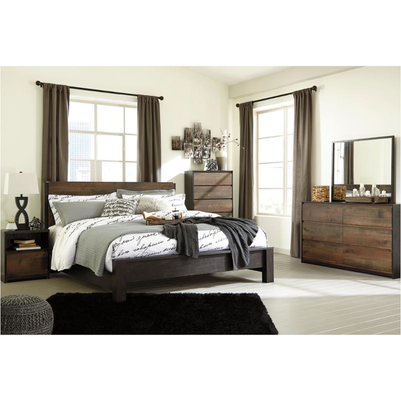 B320 57 Ashley Furniture Windlore Dark Brown Queen Panel Bed