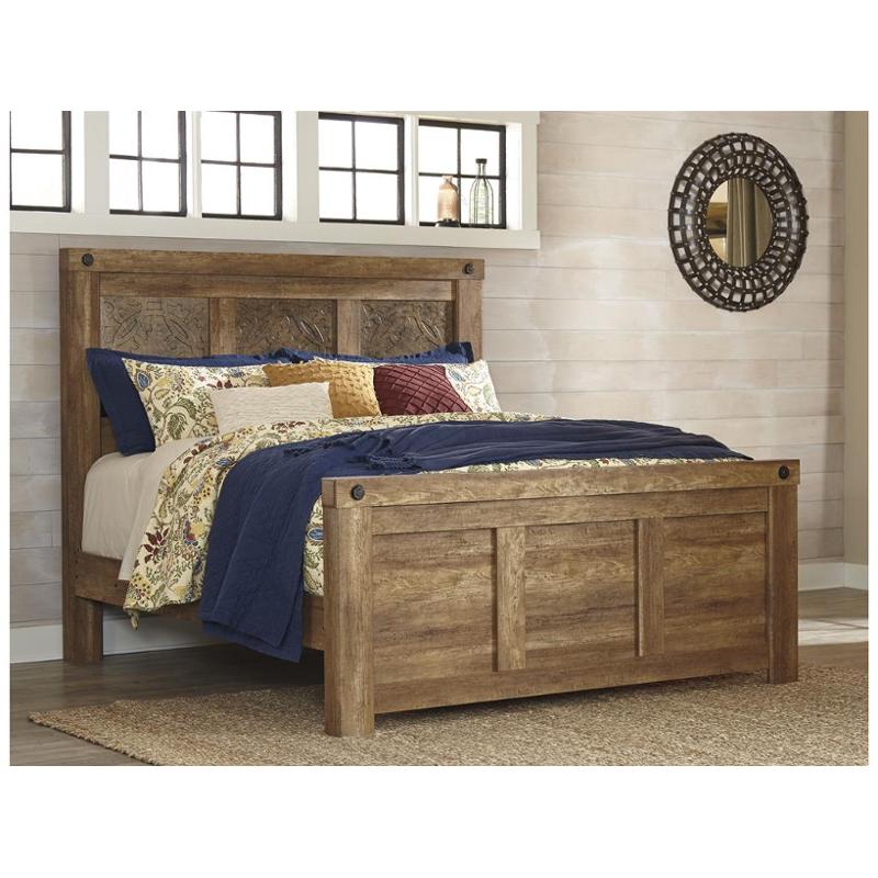 B399 58 Ashley Furniture Ladimier Medium Brown King Mansion Bed