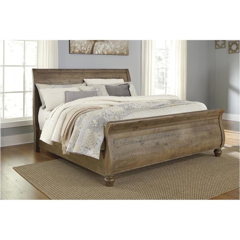 B659 78 Ashley Furniture Trishley Light Brown King Sleigh Bed